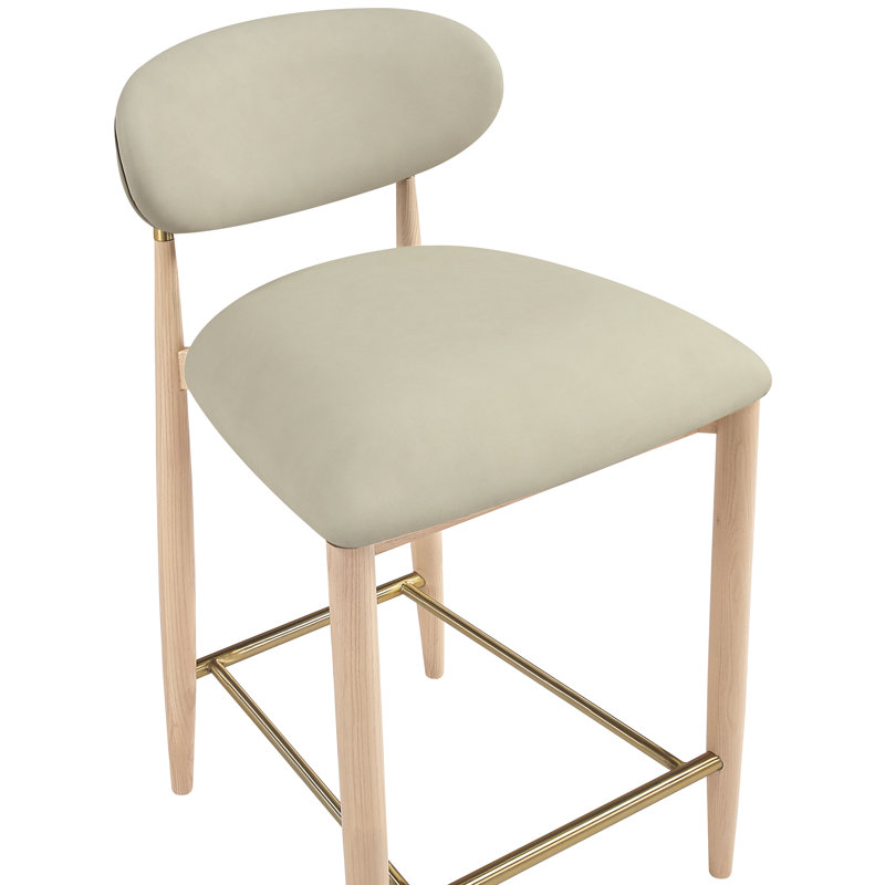 Tabouret Riccio, Cuir végétalien taupe, Naturel, Brossé