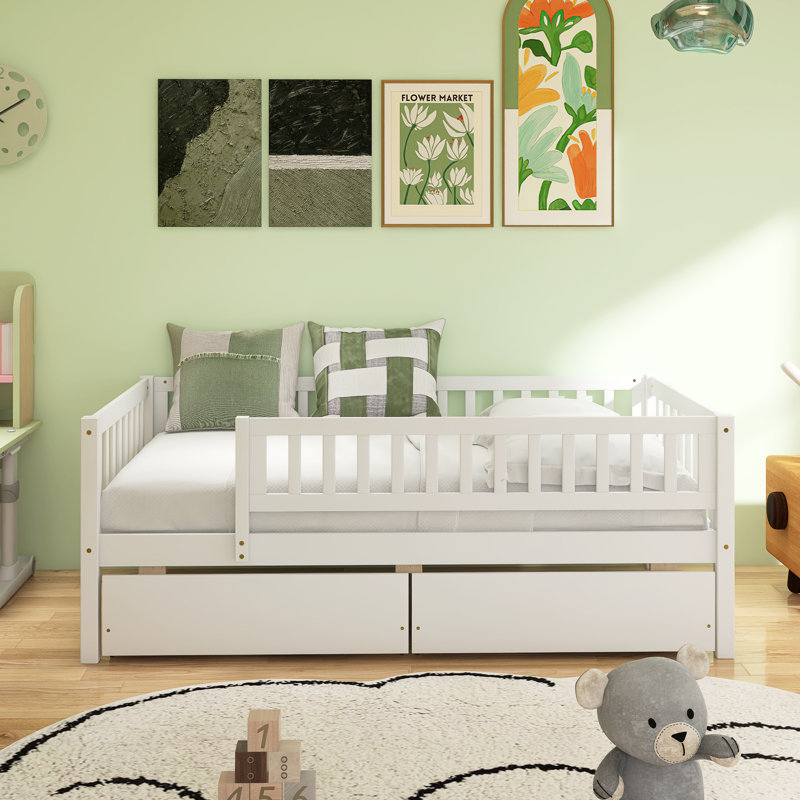Daybed Wood Bed With Two Drawers, Twin, White