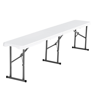 Banc en plastique pliant, banc portatif de 6 pi pour les repas de camping de patio de pique-nique intérieur / extérieur, siège en PEHD lisse pliable pour les activités de divertissement polyvalentes de soccer de jardin, paquet de 2, blanc