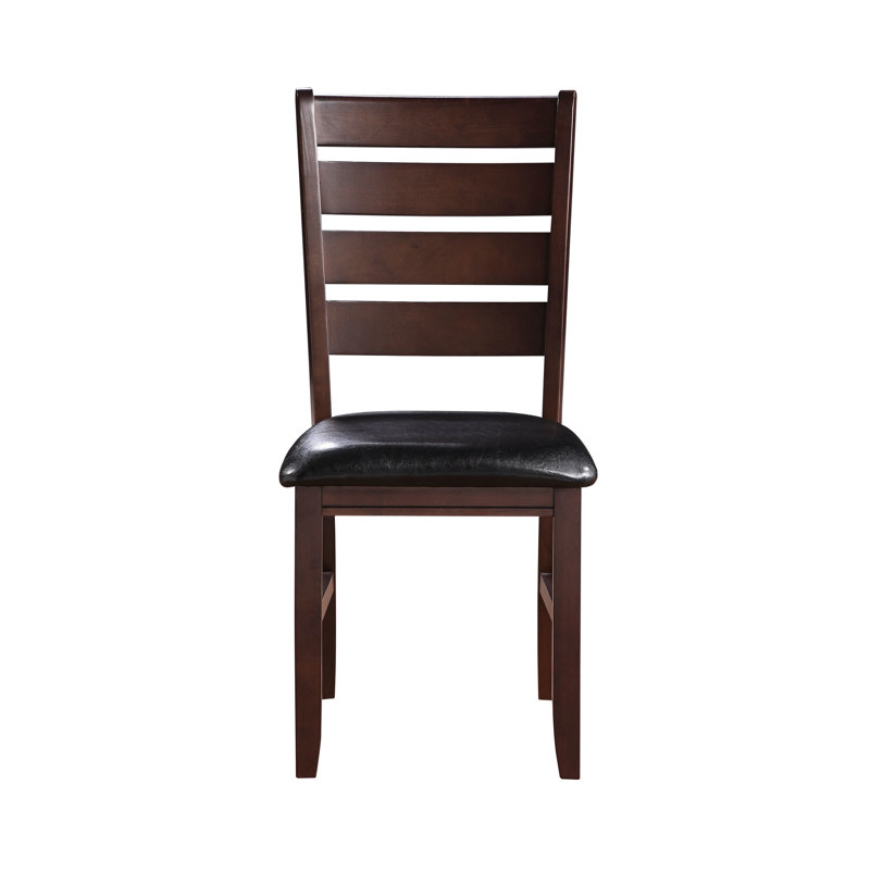 2 chaises d'appoint modernes - siège couleur bois cerise et cuir noir