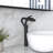 Modern Elegant Waterfall Bathroom Vessel Sink Faucet With Single Lever Handle Lead-Free Solid Brass Black Finish Corrosion Resistant Fixed Spout Single Hole Installation-94491865