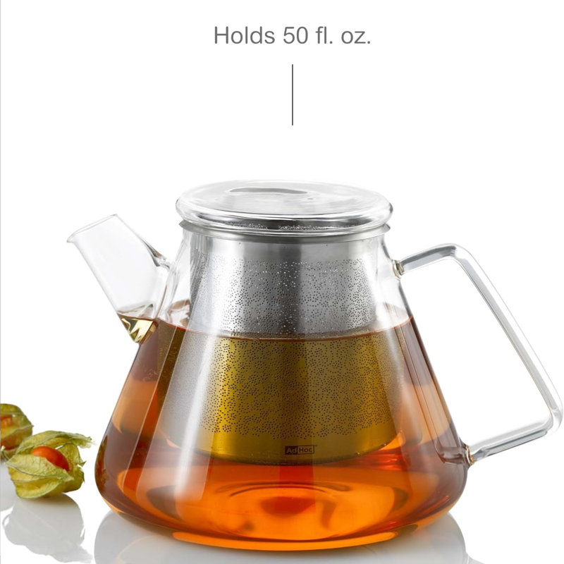 Adhoc Orient 50 oz. Stovetop Safe Glass Tea Pot with Teapot Warmer