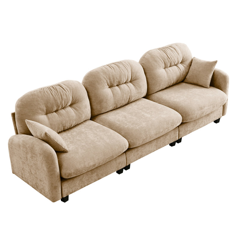 Canapé modulaire à trois places, tissu chenille, courbe ergonomique, modulaire chameau modulaire, chenille douce, conception de siège, disposition flexible,