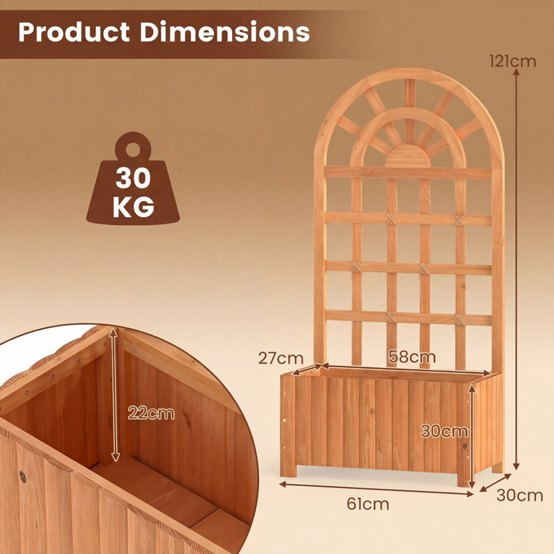 Wood Raised Garden Bed, Brown