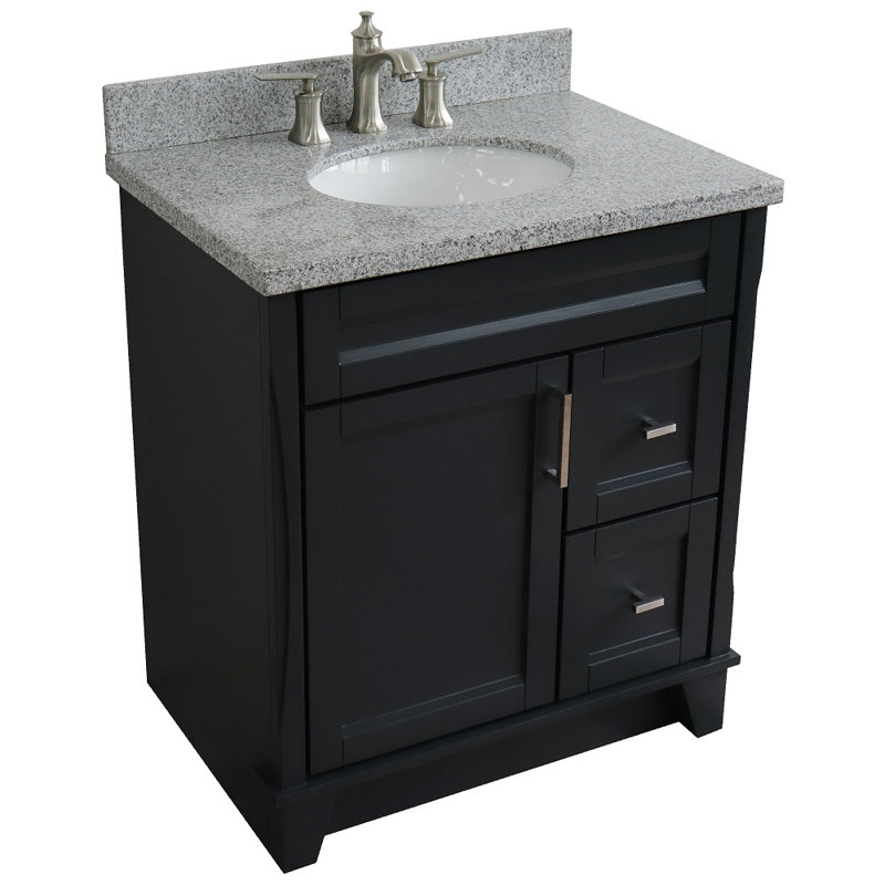 Ensemble de meuble-lavabo simple 31 po Brees, Gris foncé, Noir galaxie