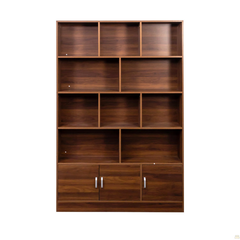 Bibliothèque de 70,87 po de hauteur avec 10 cubes et 3 portes, bibliothèque à 4 niveaux, bibliothèque ouverte avec armoire
