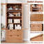 Armoire de cuisine de 71 po de hauteur avec tiroirs et portes en verre, armoire de rangement Farmhouse, noyer-767229189