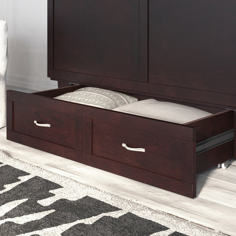 Greeson Murphy Bed Chest with 6" Mattress, Storage Drawer & Built-in Charger, Espresso, Queen