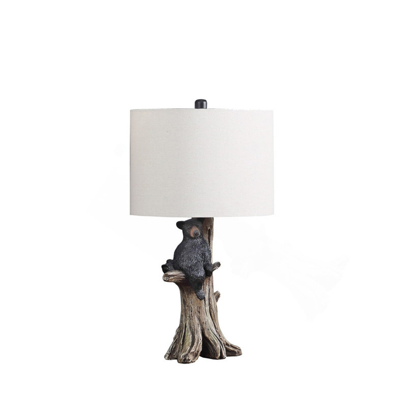 Lampe de table en polyrésine 24,75 po Ours noir sur arbre