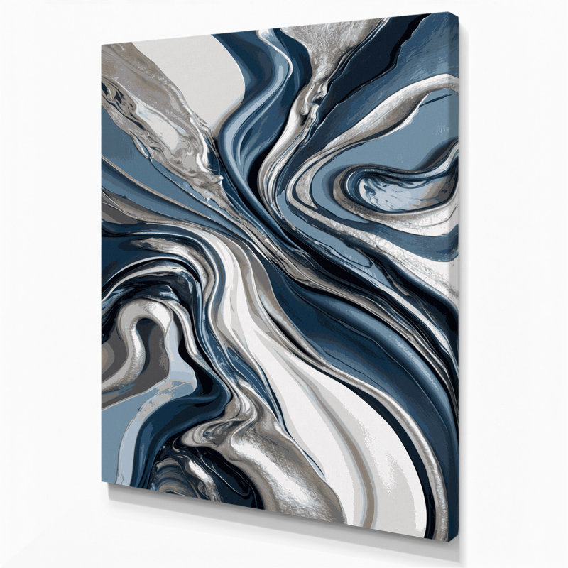 Abstrait art fluide sur toile grise 97, H 14 po x l 11 po