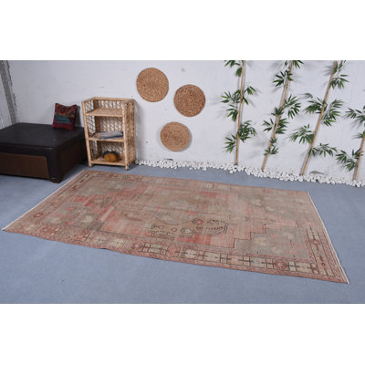 Statement Rug, Vintage Rug, Turkish Rugs, Gray Geometric Rug, 4.4x8.4 ft Area Rug, Oushak Rugs