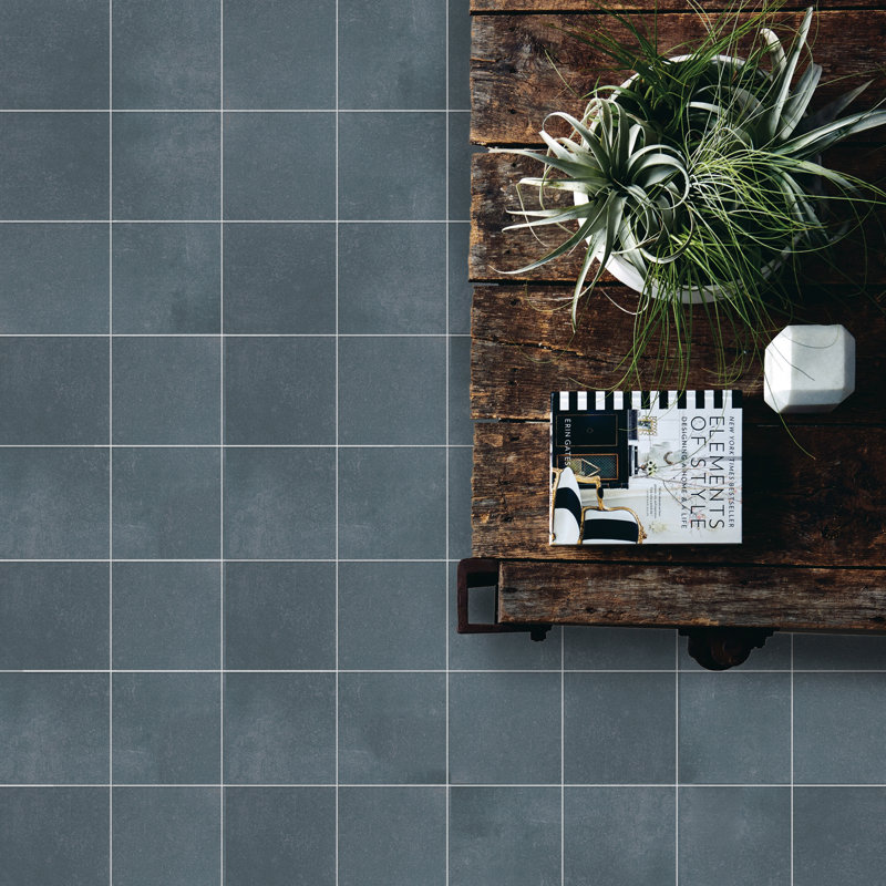 Literary License 6'' W x 6'' L Porcelain Concrete Look Singular Tile, Stonewash