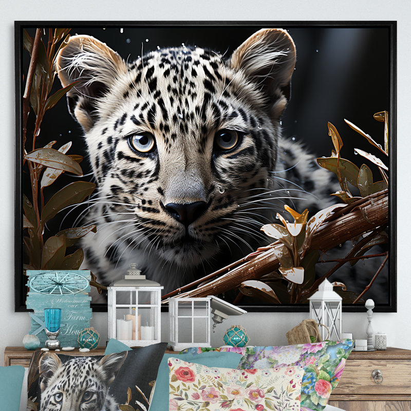 «Jungle Leopard Stalk III», reproduction sur toile, H 12 po x l 20 po x P 1 po, Cadre flottant noir