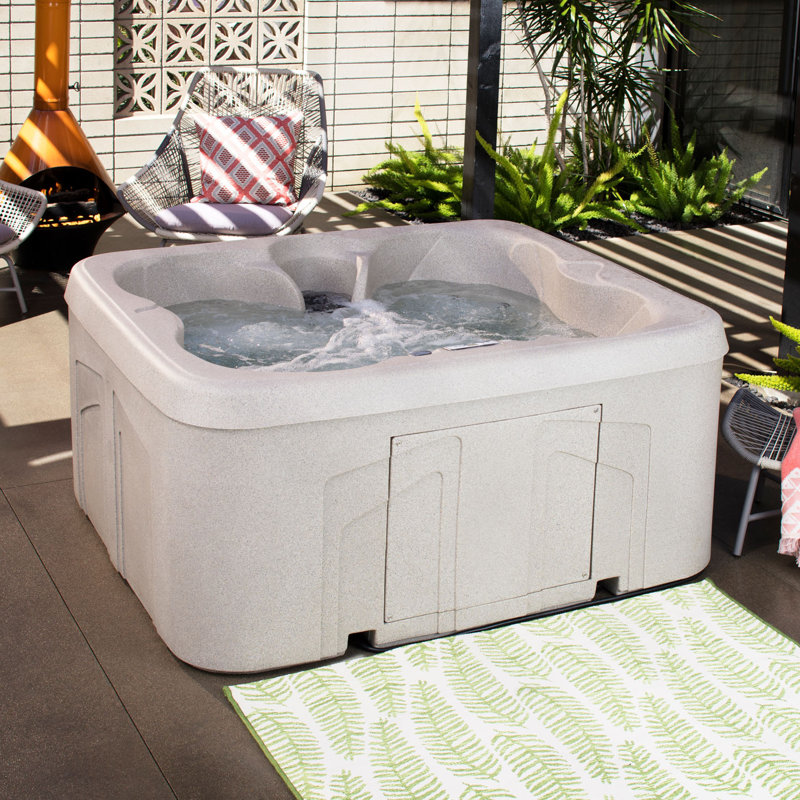 Lifesmart Spas LS100 110 Volt 4-Person 13-Jet Rectangle Plug and Play Hot Tub, Sand