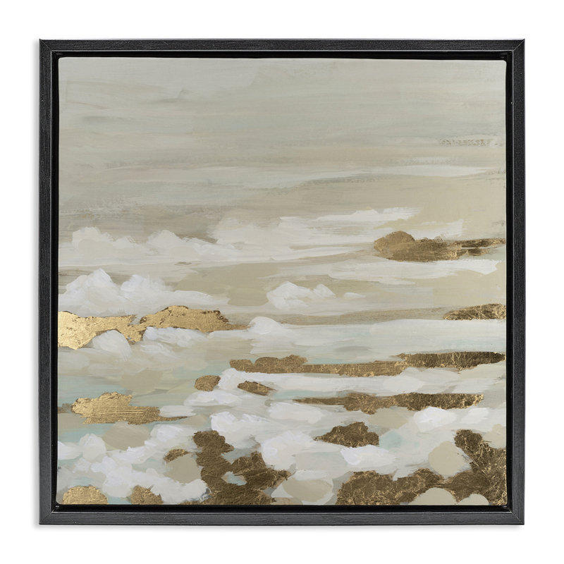 Cadre flottant à vagues abstraites Gilded Surf, design par June Erica Vess, Noir, H 18 po x l 18 po