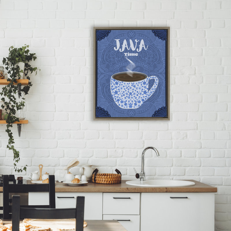 Cadre flottant tasse à café Java Java Time, design par Lori Mosley, Cadre flottant orme Montalcino, H 21 po x l 17 po