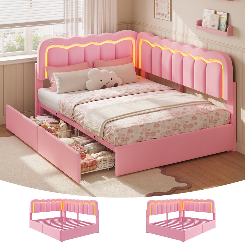 Lit de jour en fer, Taille standard, Rose