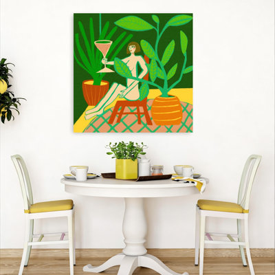 «Nude Woman Green Sanctuary Peaceful Abstract Plant Tropical», art mural