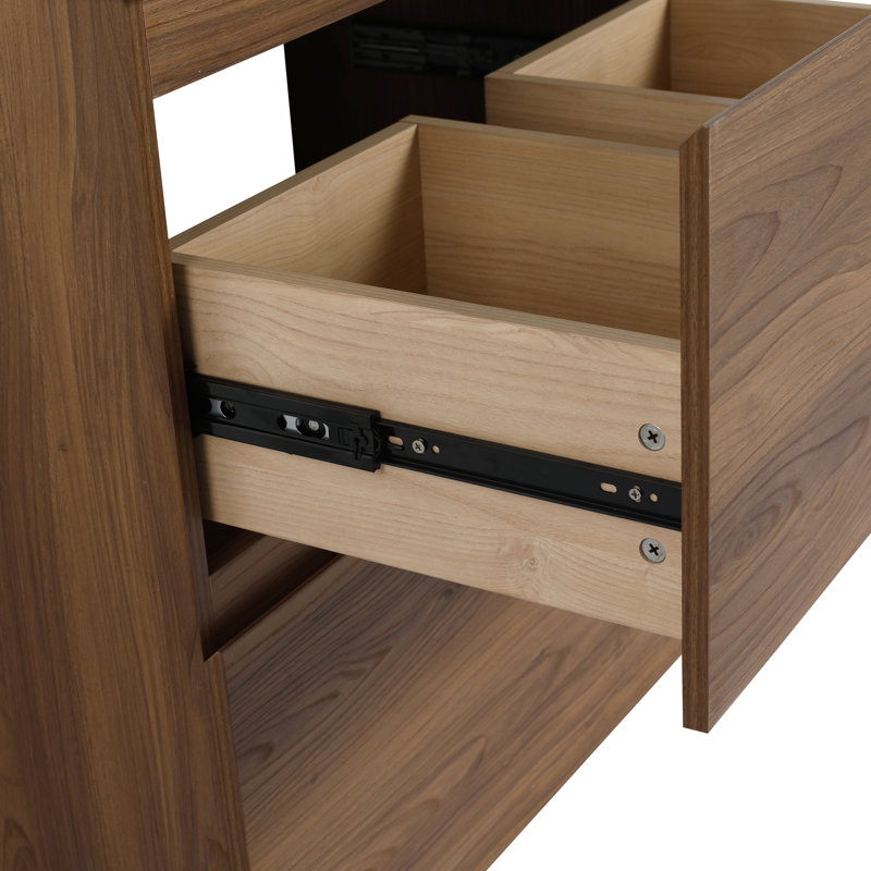 Meuble-lavabo de salle de bain 30 po sans lavabo, armoire encastrée moderne à deux tiroirs, bois d'ingénierie, brun, design fonctionnel et élégant, facile d'entretien