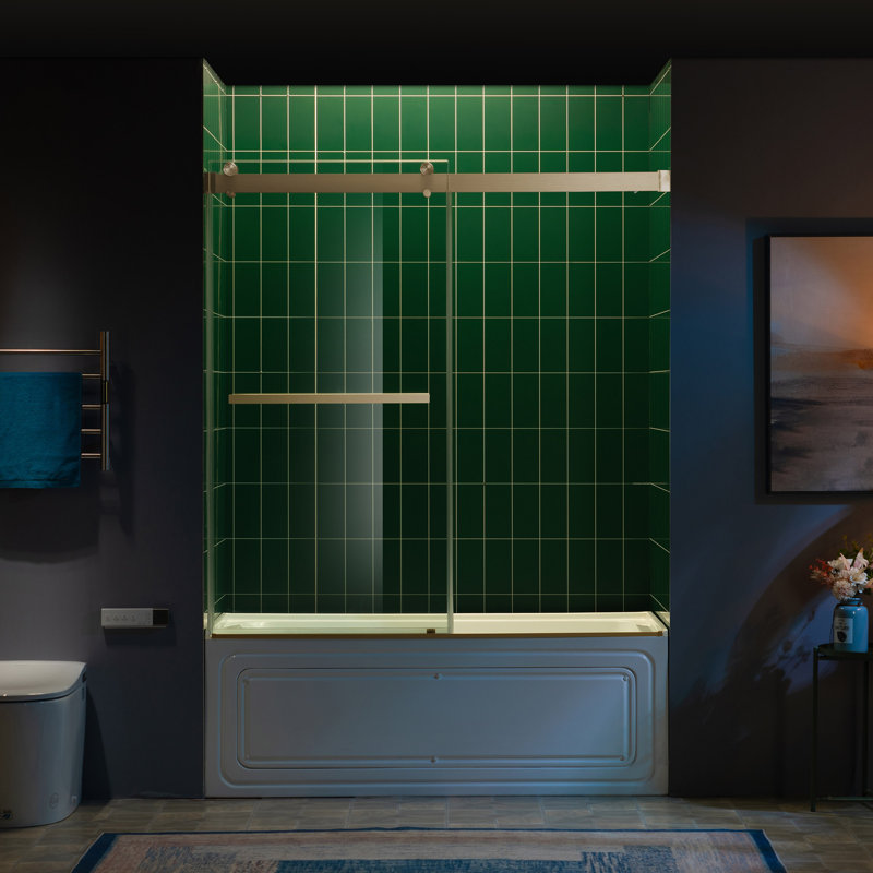 56-60X62" Double Sliding Shower Door With 3/8" Thickened Upgrade Tempered Glass | Stainless Steel Hardware | Safe, Explosion-Resistant, Clear & Stylish, Sturdy & Durable