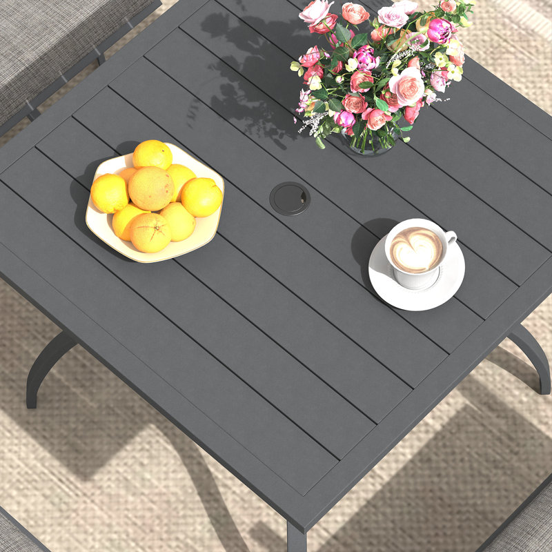 Gray 4-Person Outdoor Patio Dining Set with Swivel Chairs