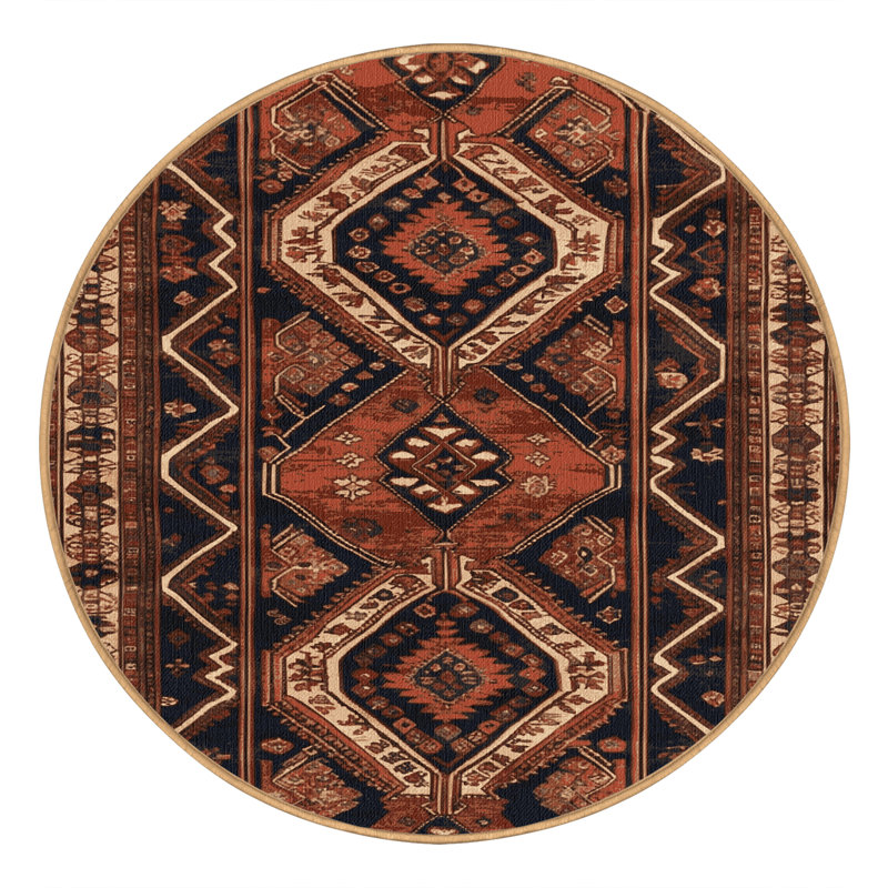 Tapis brun lavable à la machine, Rond 8 pi