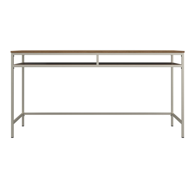 Lillegard Metal Base Writing Desk, Walnut, Taupe