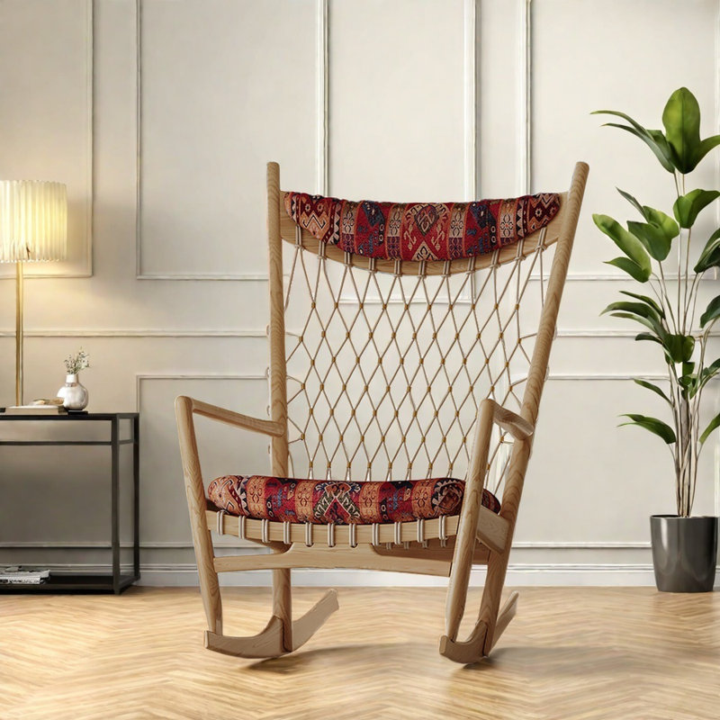 Chaise berçante confortable en bois de frêne de haute qualité