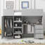 Lit mezzanine double avec garde-robe intégrée, bureau, tablettes de rangement et tiroirs-1492681295