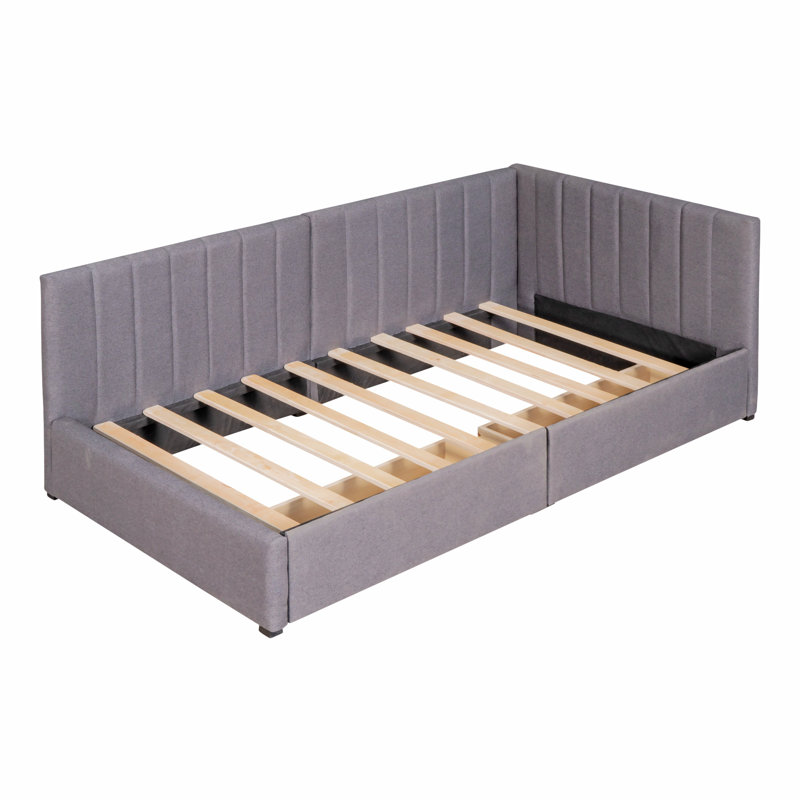 Gerniya Modern Linen Fabric Upholstered Daybed with Two Storage Drawers, Twin Size, Gray