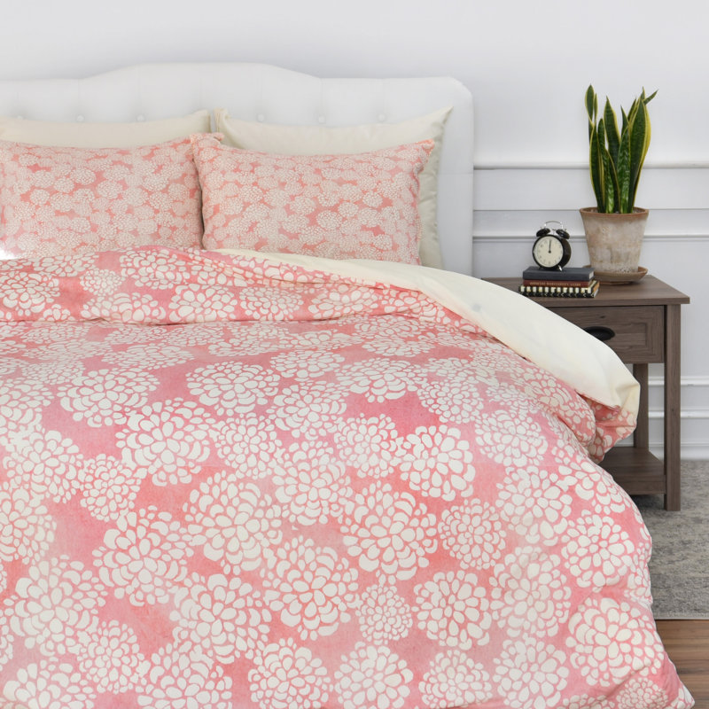 Ensemble de housse de couette Dahlias, Housse de couette simple / simple TG et 1 taie dé