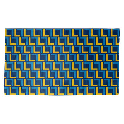 Tapis géométrique bleu / jaune