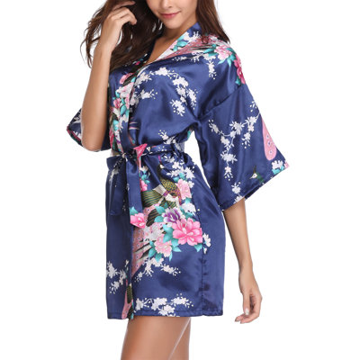 Ceres Polyester Satin Above Knee Bathrobe with Pockets and Hood for Kids
