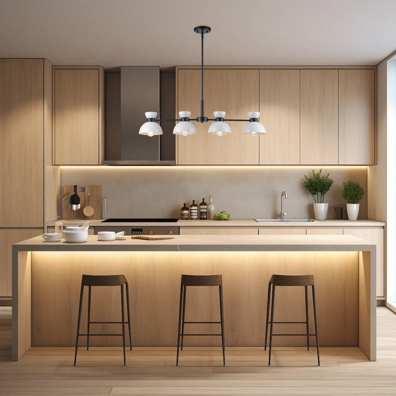 Siante 4 - Light Stainless Steel Kitchen Island Pendant, Black