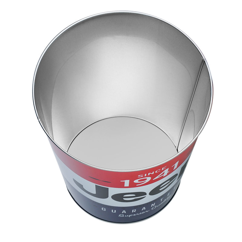 Jeep Red and Blue Metal Decorative Trash Can