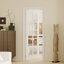 Dalle de porte intérieure avec cadre - porte en panneau de fibres à densité moyenne blanche en verre transparent 10 Lite, ensemble de porte de style pré-suspendu avec charnières préinstallées, poignée argentée verrouillable incluse, pas de trous pré-percés-125132397-125132401