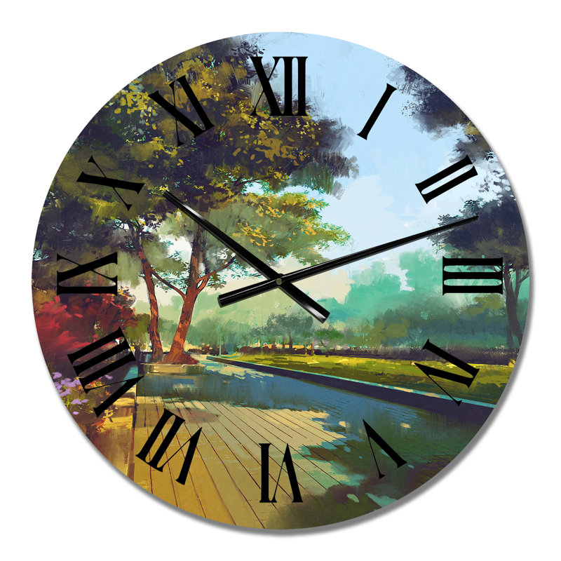 Alley in Colorful Spring Park - Horloge murale moderne, Petit