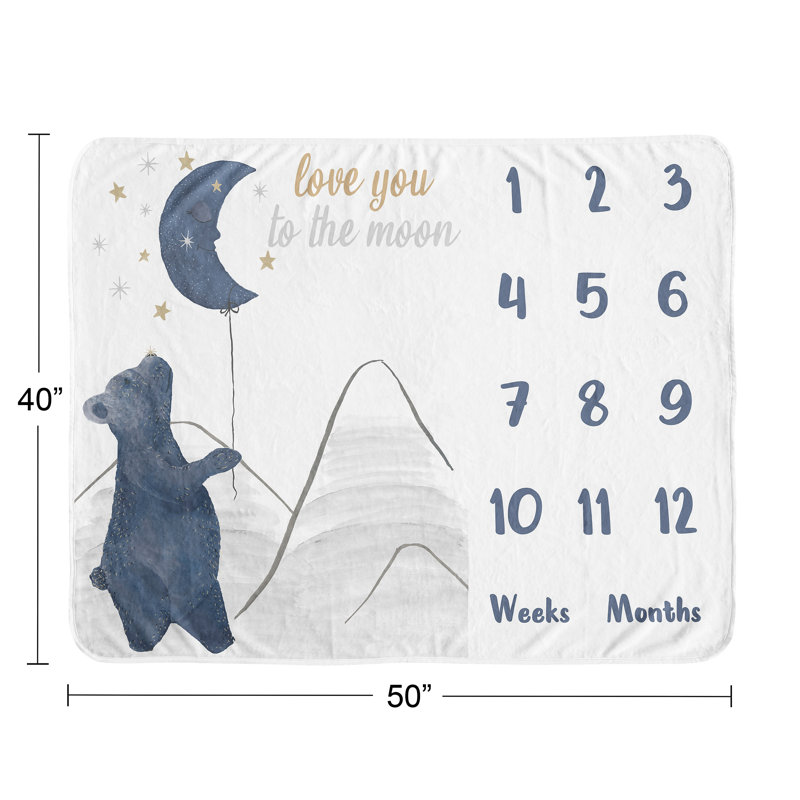 Couverture pour bébé ours et lune en polyester