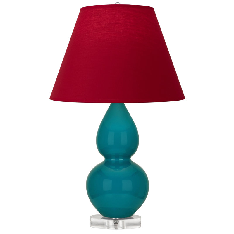 Petite lampe d'appoint à double gourde, Rouge, Paon