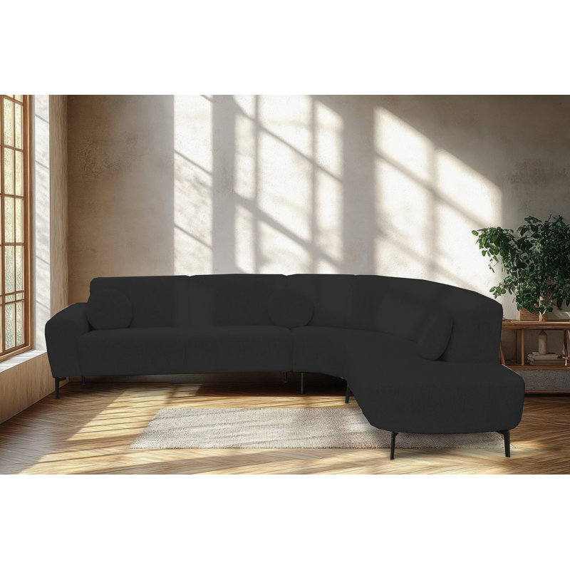 5 Seater Corner Sofa , Left Hand Facing, Black