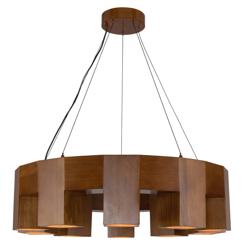 Bosco 10 - Light LED Chandelier, Natural Oak