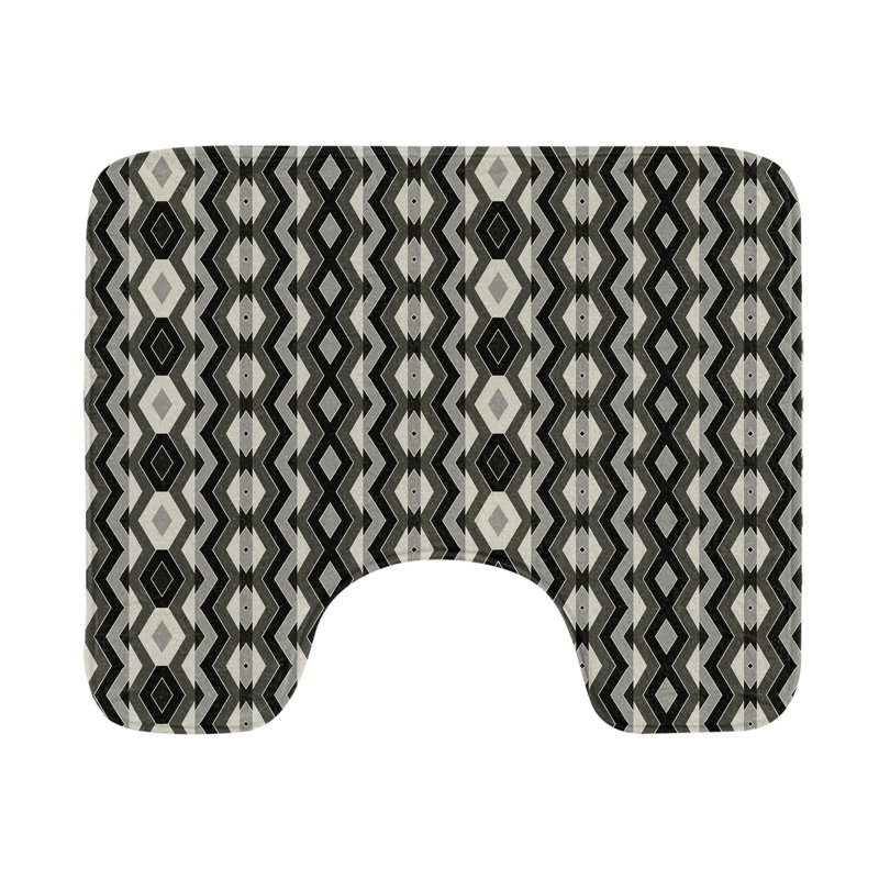 Tapis de salle de bain géométrique en U gris anthracite 20 po