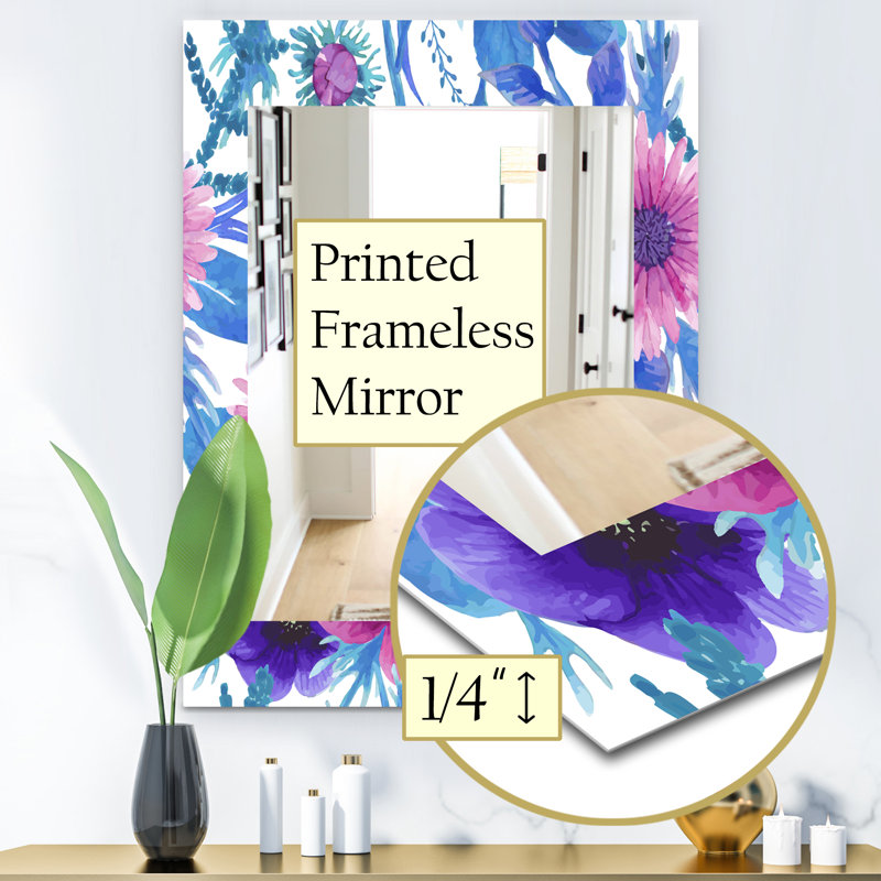 Miroir décoratif traditionnel fleuri, H 39,4 po x l 29,5 po x P 0,24 po