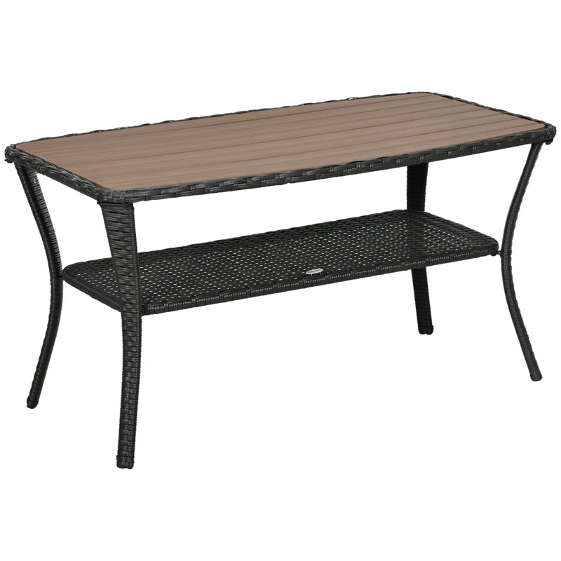 Table basse en rotin PE avec tablette de rangement Outsunny