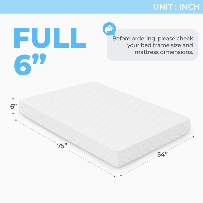 Medium Cooling Gel Memory Foam Mattress, 6", Full