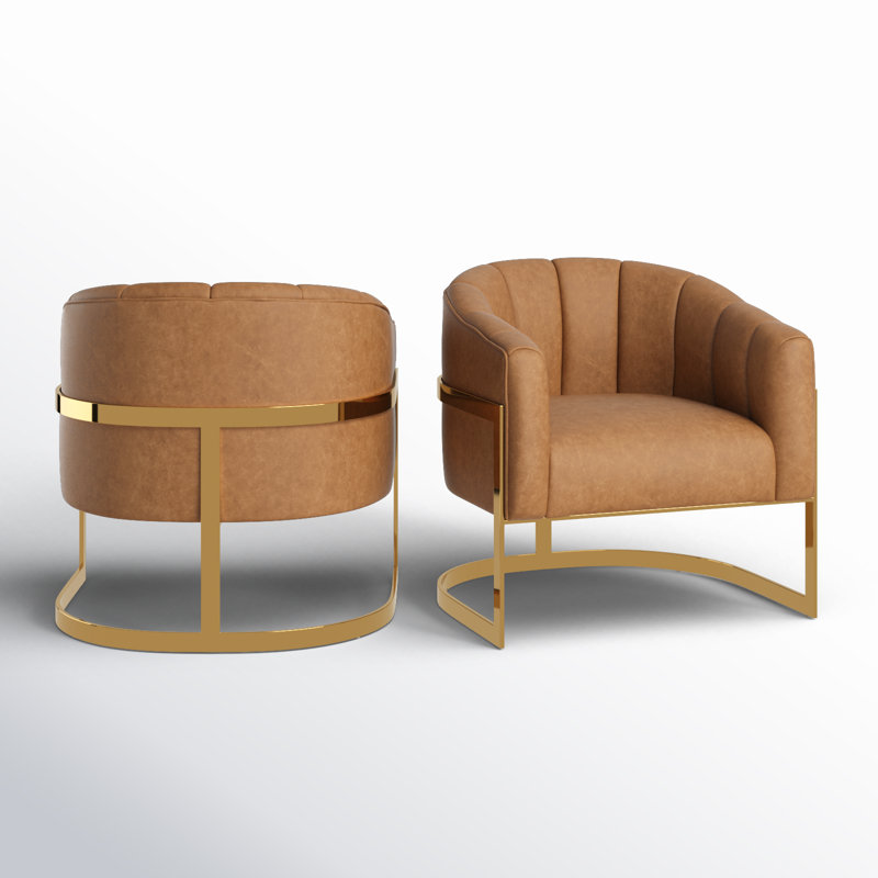 Fauteuil demi-tonneau rembourré l 30 po Romy, Polyester brun