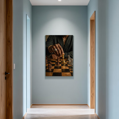 Fashion Chess Player Moving Golden King Piece