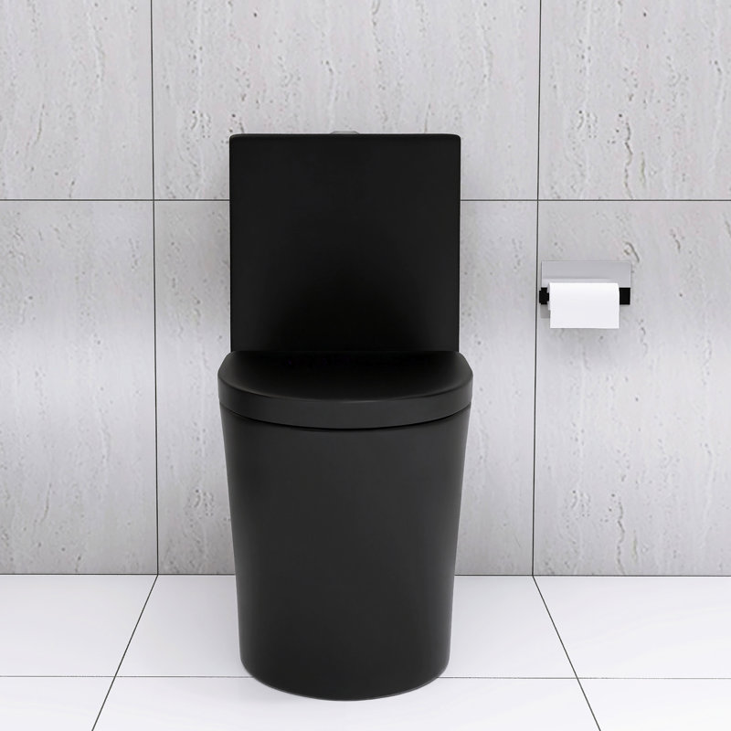 Modern Matte Black Toilet, 1.1/1.6 Dual Flush, Skirted Design For Bathroom Porcelain Material, Matte Black