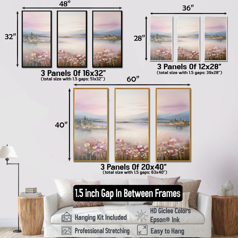 «Meadow Smog Charm», ensemble d'art sur toile Meadow, Cadre flottant noir, H 40 po x l 60 po x P 1 po