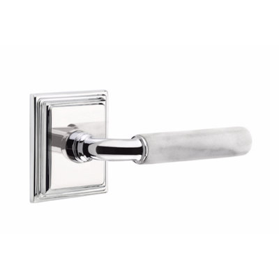 Ensemble de leviers de passage Emtek Select, rosette Wilshire, tige R-Bar, poignée en marbre blanc, gauche